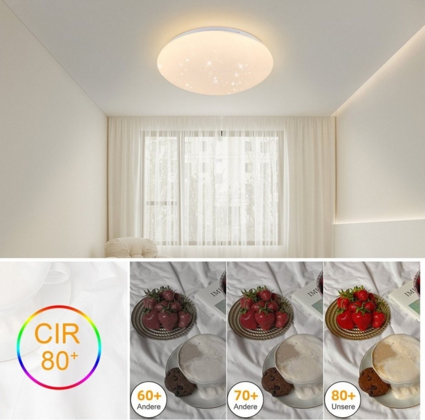 Nettlife LED Deckenleuchte Sternenhimmel Kinderzimmer 18W 3000/4000/6000K Ø30cm Rund, LED fest integriert, Schlafzimmer Küche Flur Bild 2