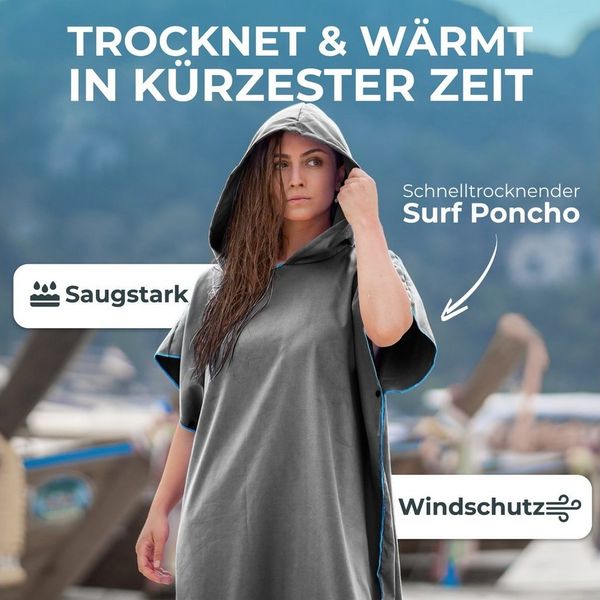 NirvanaShape Handtücher Handtuch-Poncho, Umziehhilfe & Handtuch zugleich Surf-Poncho, Quick-dry Funktion, Ideal auf Reisen zum Surfen, Strand