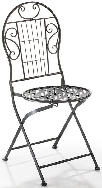 Kobolo 4-Fußstuhl Gartenstuhl Metallstuhl Klappstuhl Metall schwarz (zusammenklappbar, 1 St), Rückenlehne