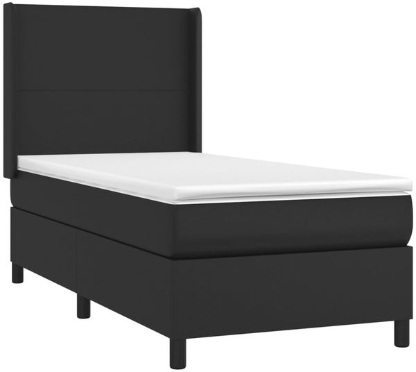 vidaXL Polsterbett mit Matratze & LED Schwarz 90x190 cm Kunstleder [3139235] Bild 4