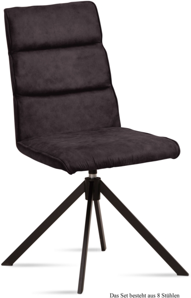 Esszimmerstuhl drehbar (8er-Set) Deedea 47x92x60 Schwarz/Espresso