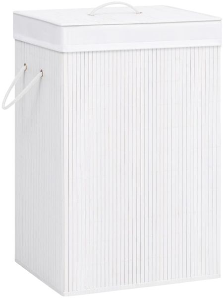vidaXL Bambus-Wäschekorb mit 1 Fach Weiß 320751