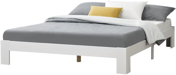 Holzbett Raisio 140x200 cm mit Lattenrost Weiß en. casa