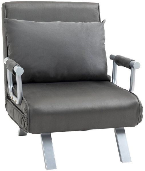 HOMCOM Sessel mit Armlehne, 3-in-1 Gästebett, Klappmatratze, Klappbett (Schlafsessel, 1-St, Schlafsofa), für Wohnzimmer, Hellgrau