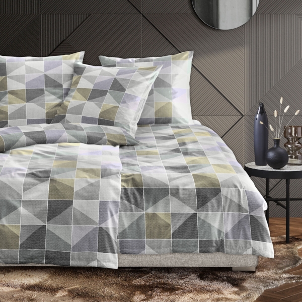 Irisette Biber Bettwäsche Koala 8646-30 Geometrisch Grau Gelb 135x200