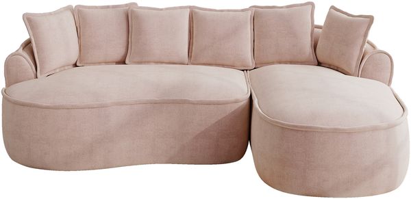 Sofa 67cm×252cm×164cm in L-Form mit Chaiselongue, Sitztiefe ca. 122 cm – rahmenloses Modulsofa aus Chenille in Rosa Bild 3