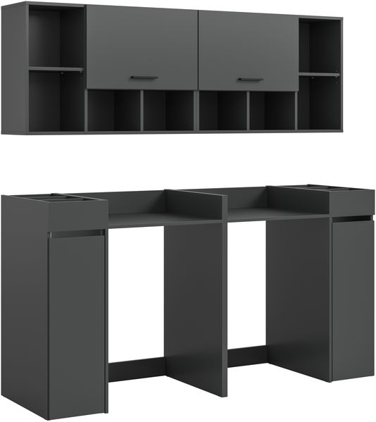 Waschmaschinenumbauschrank >Free< in Anthrazit - 190x195x60cm (BxHxT)