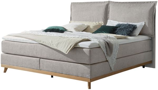 Imelda Boxspringbett grau Eiche MassivholzPolyester/Polyamid/Viskose 214cm x 163cm x 115cm