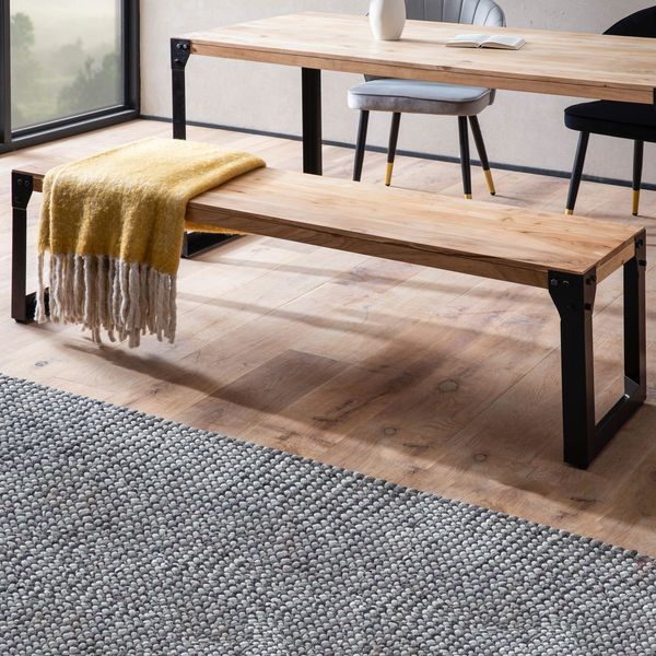 FINEBUY Essbank FB60610 Esszimmerbank Sitzbank Akazie Massivholz Industrial Holzbank (Akazie Massivholz 140 cm, Industrial Holzbank), Esszimmerbank ohne Lehne, Sitzbank Esszimmer Holz