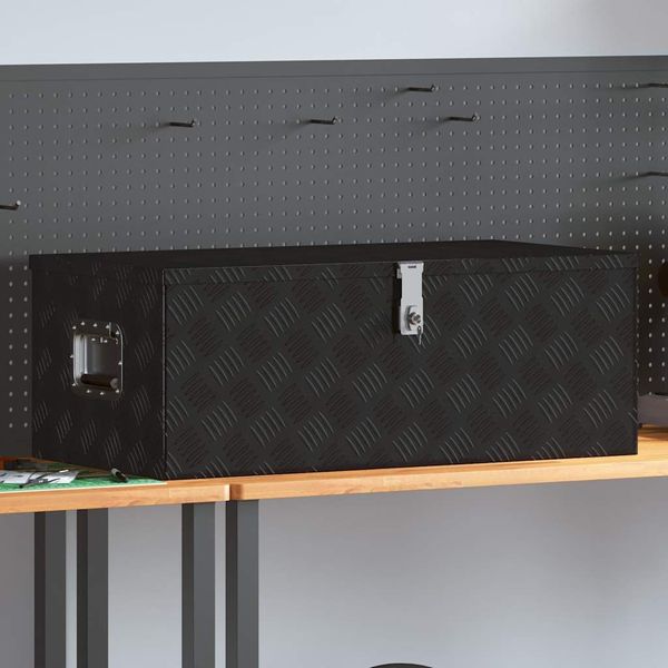 vidaXL Aufbewahrungsbox Schwarz 90x47x33,5 cm Aluminium 152255