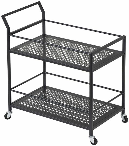 Servierwagen Metall Schwarz 79x45x83 cm mit Rollen & Bremsen