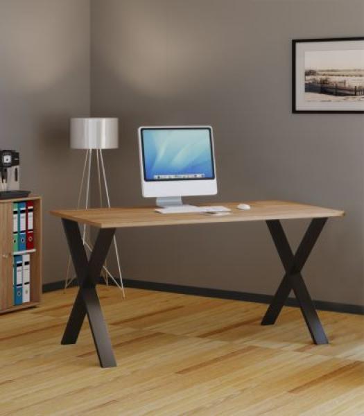VCM Schreibtisch Lona 914733 Schwarz / Sonoma-Eiche H. 76 x B. 110 x T. 80 cm