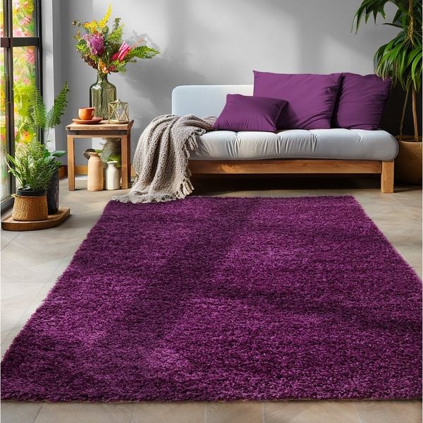 SIMPEX24 Teppich Unicolor - Einfarbig, Rund, Höhe: 30 mm, Einfarbig Shaggy Teppich Wohnzimmer Langflor Versch. Farben und Größen