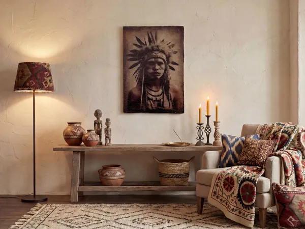 Wandbild Pappmaché 60x90cm massivum Canvas Boho Ethno rustikal Vintage Naturmaterial handgefertigt Wanddeko Rechteck