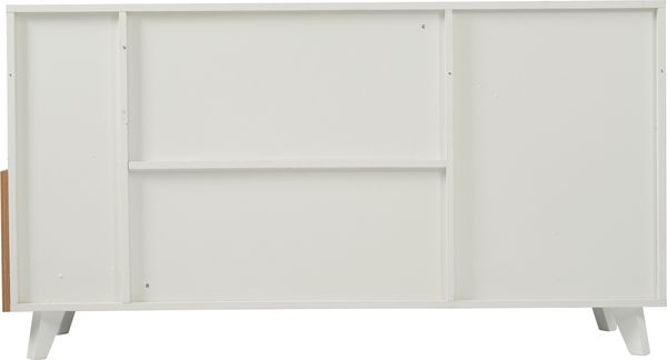 Merax Hochglänzendes weißes original holzfarbenes Sideboard mit Stauraum, Ess-Sideboard mit Stauraum, moderner Wohnzimmerschrank Bild 7