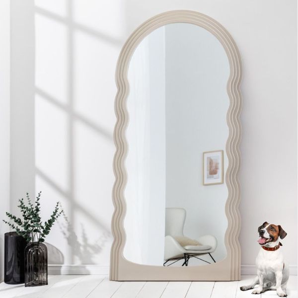 Extravaganter Rundbogen Design Spiegel 160x80cm FORMOSA greige beige modern