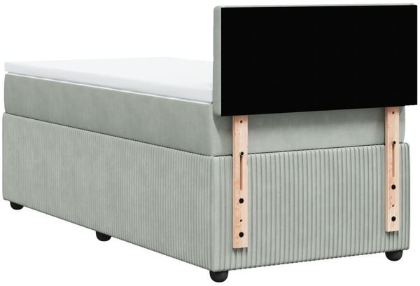 vidaXL Boxspringbett mit Matratze Hellgrau 90x200 cm Samt 3289938 Bild 8
