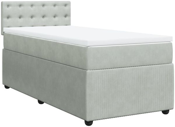 vidaXL Boxspringbett mit Matratze Hellgrau 90x200 cm Samt 3289938 Bild 3