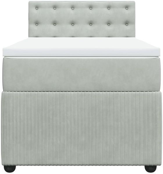 vidaXL Boxspringbett mit Matratze Hellgrau 90x200 cm Samt 3289938 Bild 6
