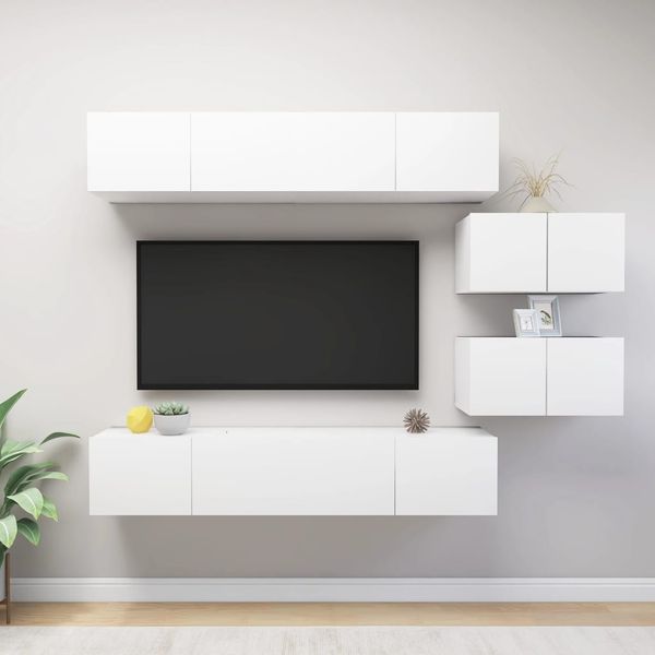 vidaXL 6-tlg. TV-Schrank-Set Weiß Spanplatte [3078726]