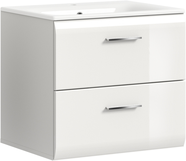 Waschtisch inkl. Waschbecken (B/H/T: 60x55x46 cm) in weiß hochglanz tiefzieh