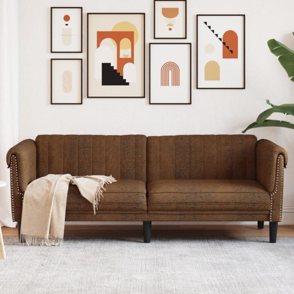 vidaXL 3-Sitzer Sofa Braun Kunstleder Wildleder-Optik 372594