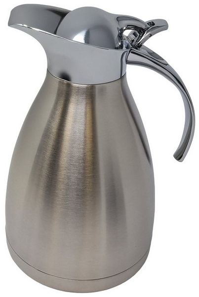 B&S Isolierkanne Vakuum Isolierkanne Edelstahl satiniert – 1L Heiß 24h & Kaffeekanne, 1 l
