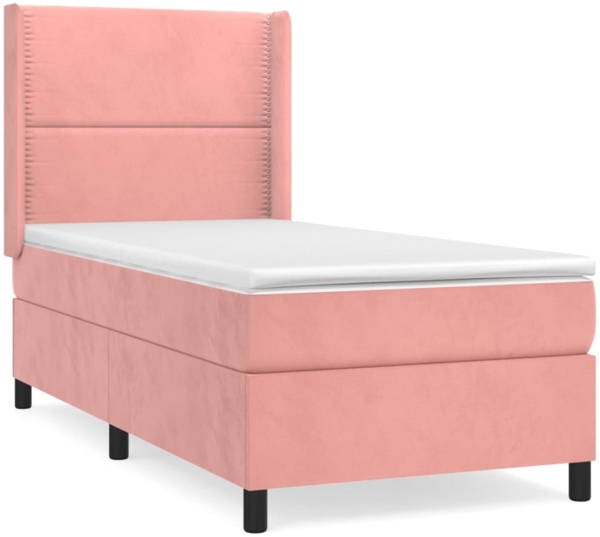 vidaXL Boxspringbett mit Matratze Rosa 90x200 cm Samt 3132602