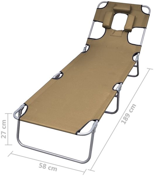 vidaXL Sonnenliege Klappbar Kopfkissen Verstellbare Rückenlehne Taupe 44296 Bild 7