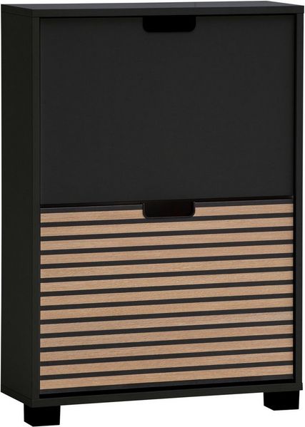 Schildmeyer Schuhschrank Schuhkipper Ryker 160031, Schwarzmatt/Akustikpaneel Optik, 59,8 x 19,5 x 85,2 cm