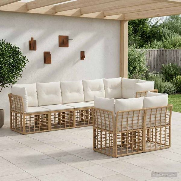 vidaXL Outdoor-Sofagarnitur Natur Polyester 3437514
