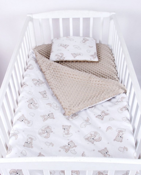 Babydecke BABYLUX Babydecke Krabbeldecke MINKY Kuscheldecke 75x100 cm+KISSEN, BabyLux, K138 - Bären