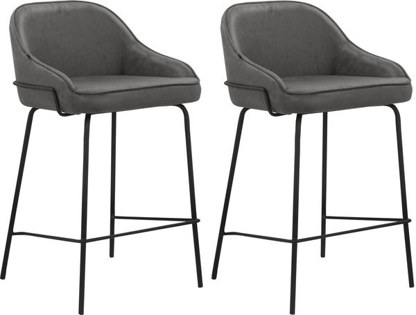 loft24 Stuhl Amanda (Set, 2 St), Barhocker, Tresenstuhl, Thekenstuhl, Mikrofaserbezug, Metallgestell