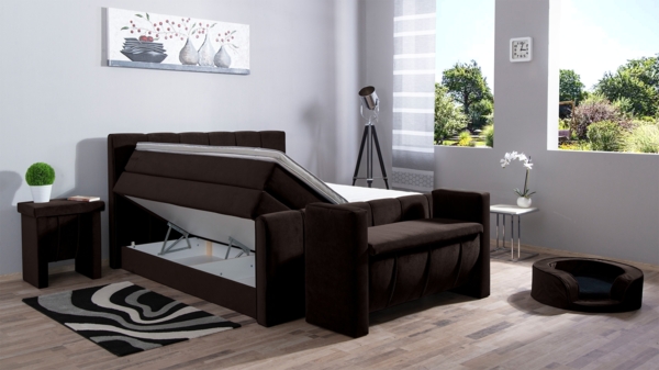 Meisterbetten Boxspringbett Roki 200x200 in VS-Dunkel Braun, Matratzenbezug Nano, Ergoflex-Topper, mit Fussteil Bild 3