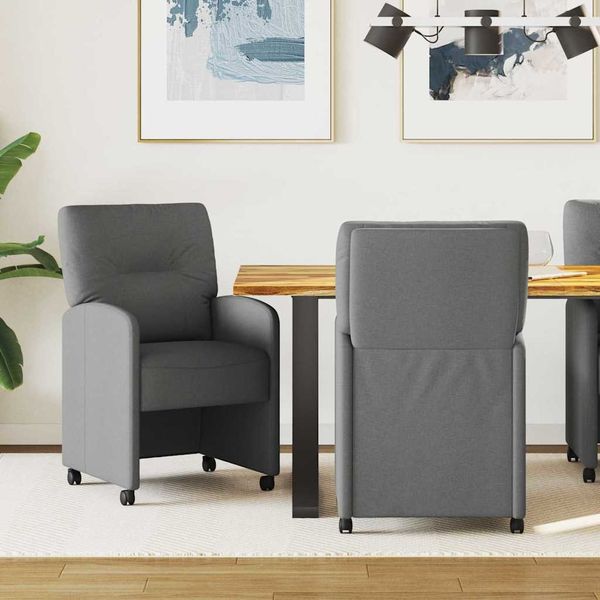 vidaXL Esszimmerstühle mit Rollen 2 pcs Dunkelgrau 57 x 67 x 95 cm 42017848
