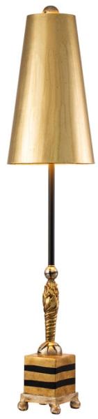 Tischleuchte, Stahl, Blattgold, H 102 cm