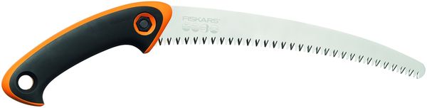 Fiskars Profi Handsäge für frisches Holz, Grobzahnung, Hochwertiges Stahl-Sägeblatt, Inklusive Aufbewahrungsköcher, Schwarz/Orange, SW-240, 1020200