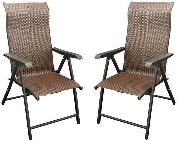 DEGAMO Gartensessel ANTIBES (2-St, 2er Set), Metall + Polyrattan braun, faltbar, 7-fach verstellbar