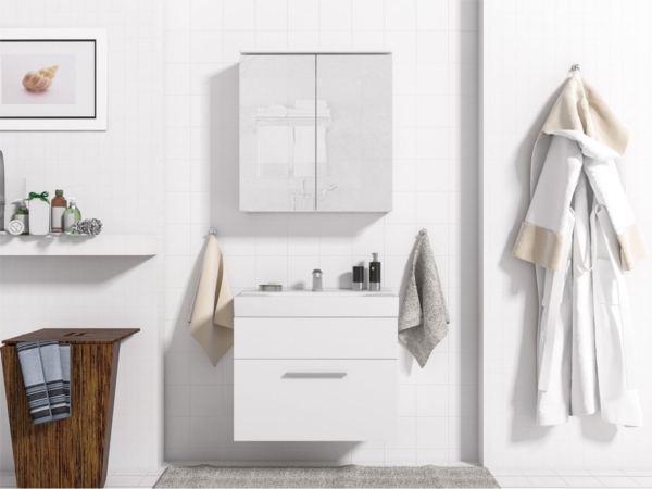 Badmöbel Set 3-Tlg Weiß matt MINI inkl. Waschtisch