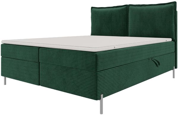 Boxspringbett Elysio - Cordstoff - dunkelgrün - 200x200 cm