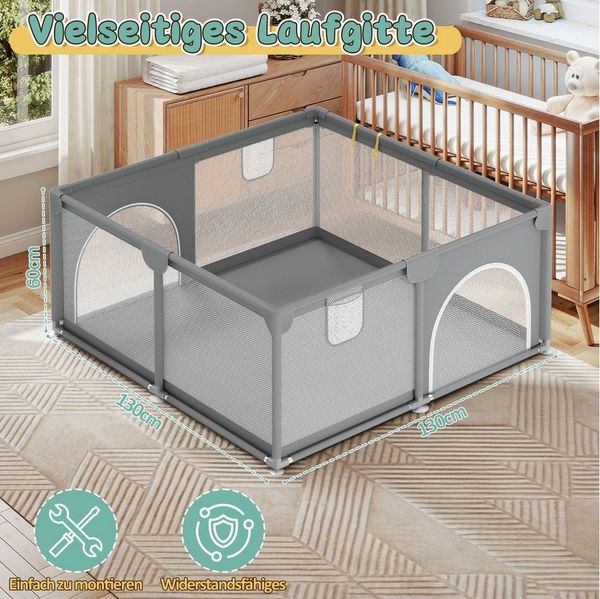 Clanmacy Laufgitter Baby Laufgitter Laufstall Baby Krabbelgitter 1,3m×1,3m Absperrgitter