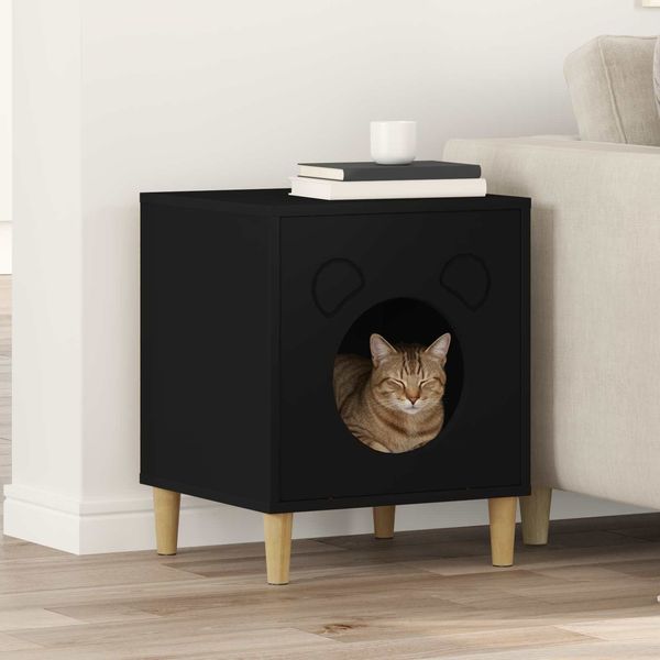 vidaXL Katzenhaus Schwarz 42,5 x 40 x 53 cm Holzwerkstoff 8000672