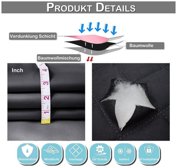 Sunicol Gardine Blickdicht Thermovorhang mit Ösen, Verdunklungsvorhänge Kälteschutz (1 St), 7 Farben, Wärmeisolierend Gardinen für Wohnzimmer Schlafzimmer