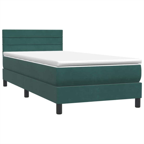 vidaXL Boxspringbett mit Matratze Dunkelgrün 100x210 cm Samt 3316968 Bild 4