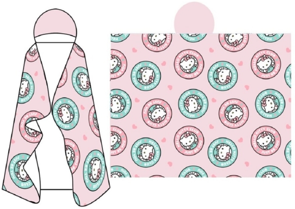 Hello Kitty Kuscheldecke mit Kapuze für Kinder – weich & wärmend – 120x150 cm