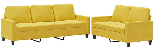 vidaXL 2-tlg. Sofagarnitur mit Kissen Gelb Samt 3201522 Bild 2
