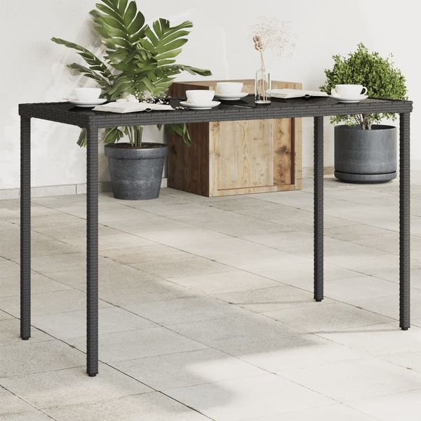 vidaXL Gartentisch mit Glasplatte Schwarz 115x54x74 cm Poly Rattan 365072