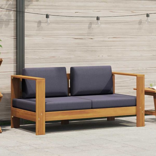 vidaXL Gartenbank mit Auflagen 140 cm Massivholz Akazie Grau 47276