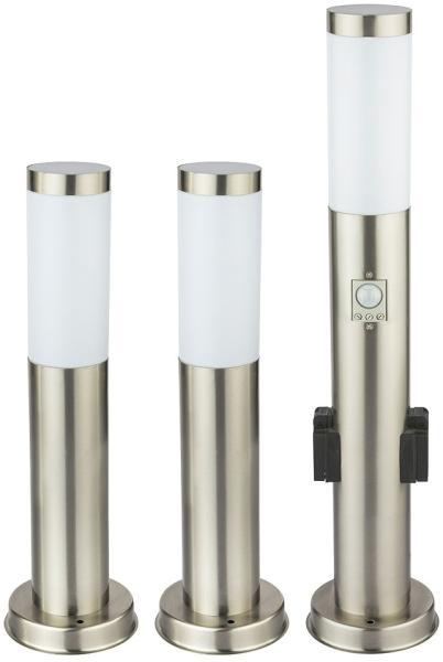 3er Set Stehleuchten aus Edelstahl für Ihren Garten BOSTON