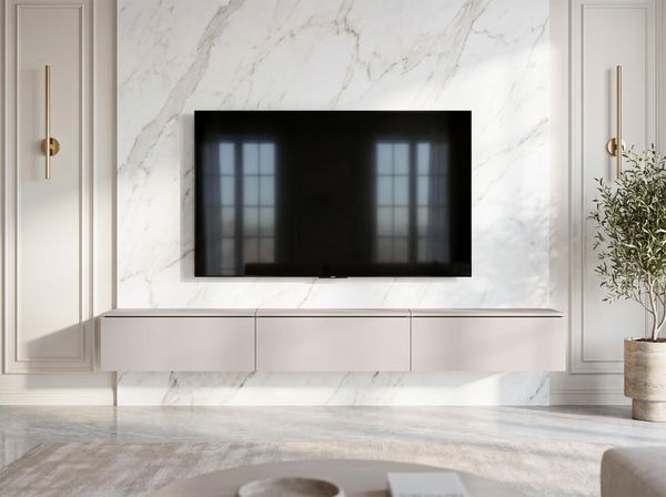 AX LIVING Barvo 3x100 cm TV Kommode Lowboard Beige Kaschmir Hängend